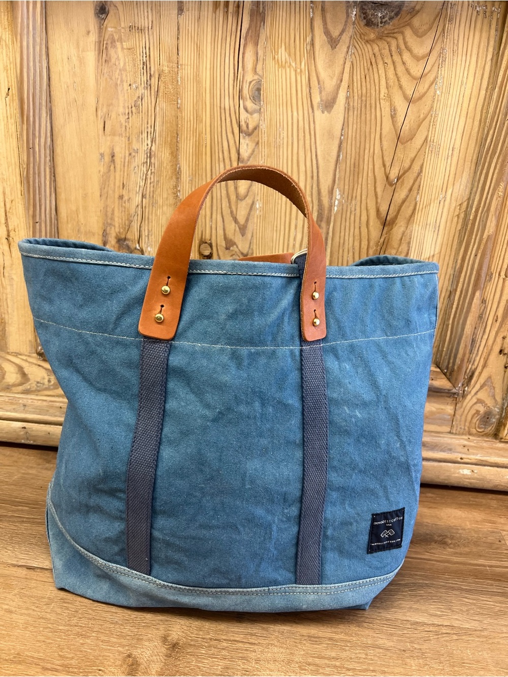 Immodest Cotton Tote Bag Denim Large East West Tote